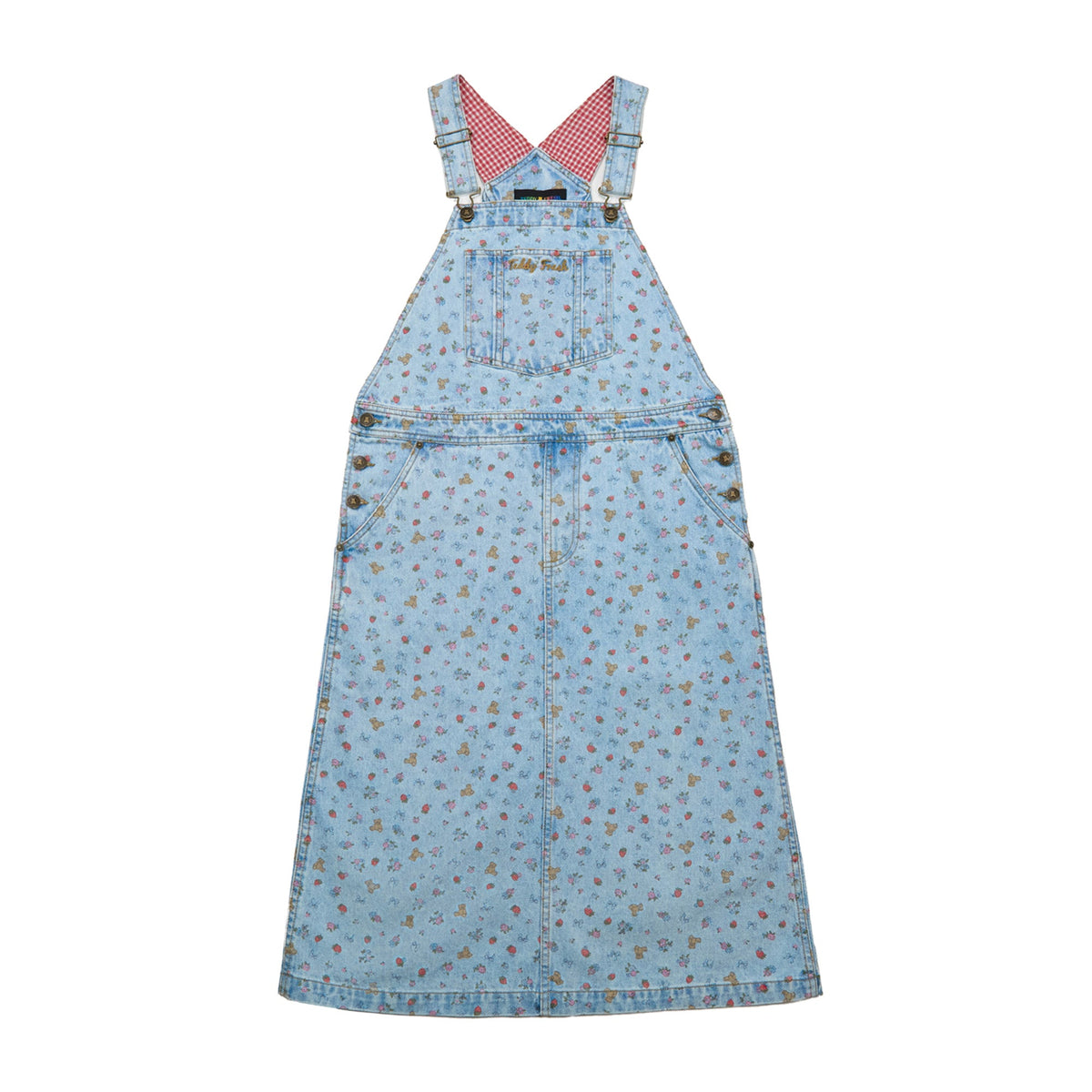 Strawberry Denim Overall Dress