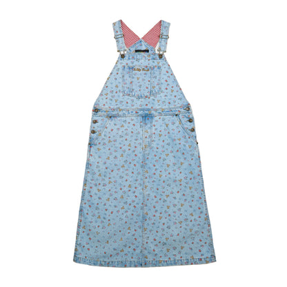 Strawberry Denim Overall Dress