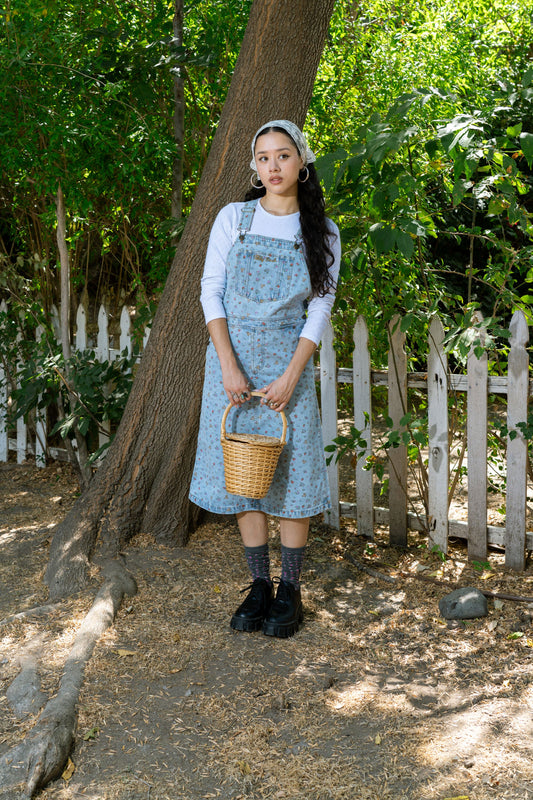 Strawberry Denim Overall Dress
